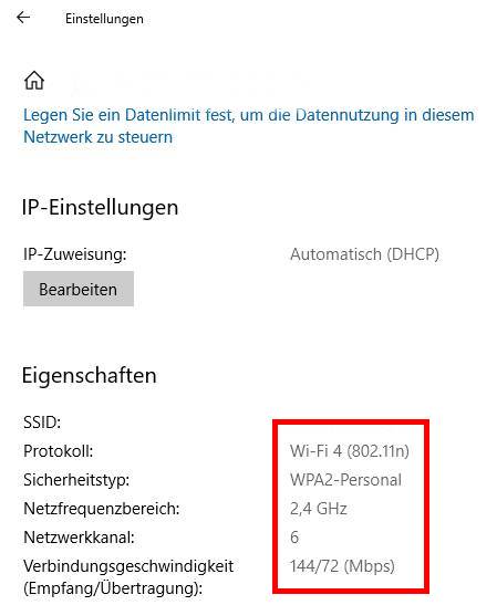 WLAN-Protokoll ermitteln WLAN-Protokoll ermitteln