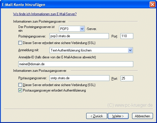 E-Mail Programm einrichten für Strato